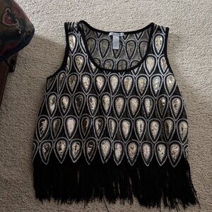Charlotte Russe Black and Gold Sequin Tank Top
